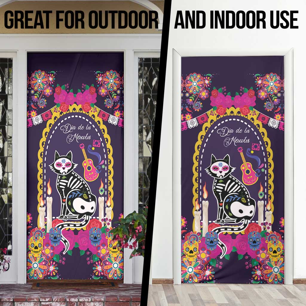 Mexico Day Of The Dead Door Cover Cat Skeleton Dia De Los Meowtos - Wonder Print Shop