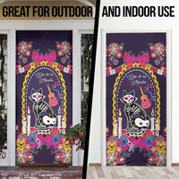Mexico Day Of The Dead Door Cover Cat Skeleton Dia De Los Meowtos - Wonder Print Shop