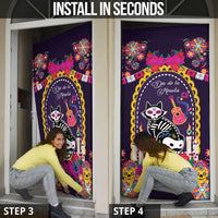 Mexico Day Of The Dead Door Cover Cat Skeleton Dia De Los Meowtos - Wonder Print Shop