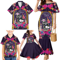 Mexico Day Of The Dead Family Matching Mermaid Dress and Hawaiian Shirt Cat Skeleton Dia De Los Meowtos - Wonder Print Shop