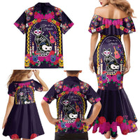 Mexico Day Of The Dead Family Matching Mermaid Dress and Hawaiian Shirt Cat Skeleton Dia De Los Meowtos - Wonder Print Shop