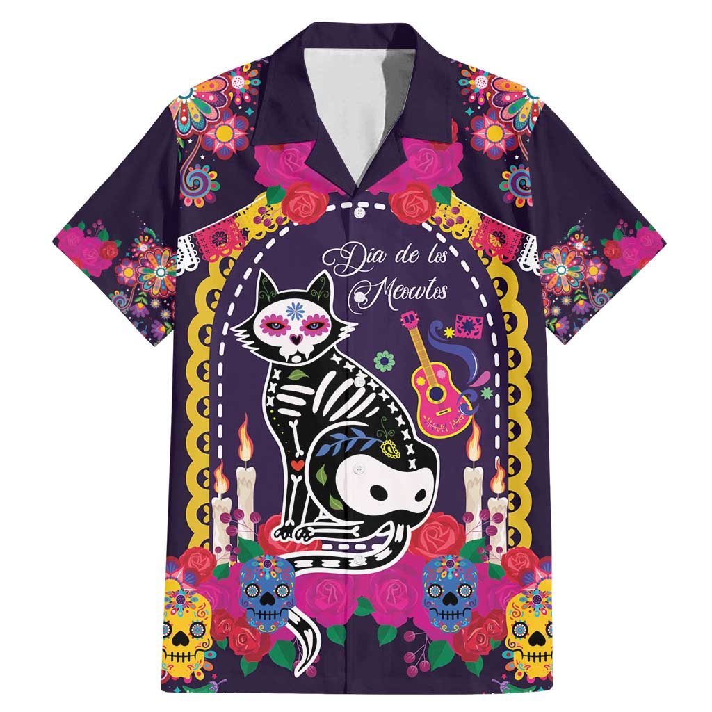 Mexico Day Of The Dead Family Matching Mermaid Dress and Hawaiian Shirt Cat Skeleton Dia De Los Meowtos - Wonder Print Shop