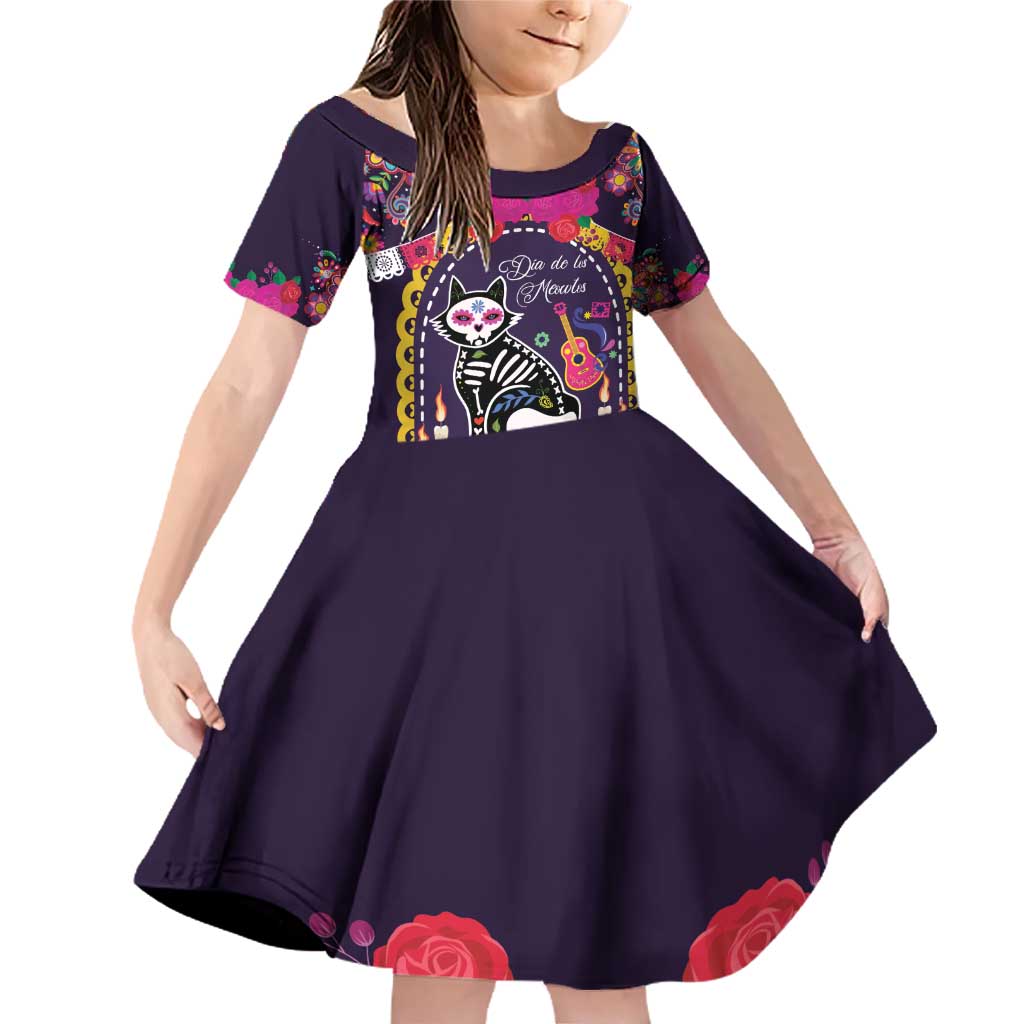 Mexico Day Of The Dead Family Matching Off Shoulder Short Dress and Hawaiian Shirt Cat Skeleton Dia De Los Meowtos - Wonder Print Shop