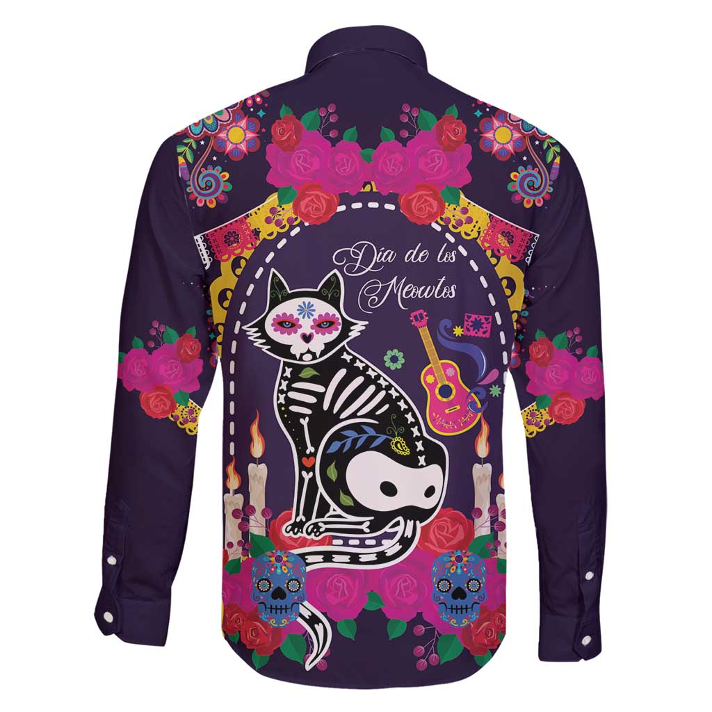 Mexico Day Of The Dead Family Matching Off Shoulder Short Dress and Hawaiian Shirt Cat Skeleton Dia De Los Meowtos - Wonder Print Shop