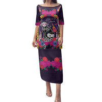 Mexico Day Of The Dead Family Matching Puletasi and Hawaiian Shirt Cat Skeleton Dia De Los Meowtos - Wonder Print Shop