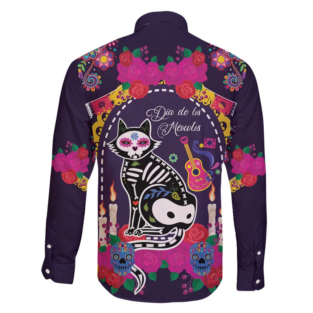 Mexico Day Of The Dead Family Matching Short Sleeve Bodycon Dress and Hawaiian Shirt Cat Skeleton Dia De Los Meowtos - Wonder Print Shop