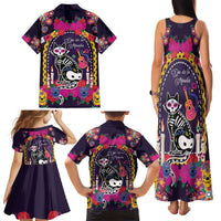 Mexico Day Of The Dead Family Matching Tank Maxi Dress and Hawaiian Shirt Cat Skeleton Dia De Los Meowtos - Wonder Print Shop