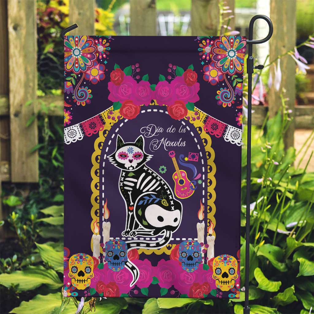Mexico Day Of The Dead Garden Flag Cat Skeleton Dia De Los Meowtos - Wonder Print Shop