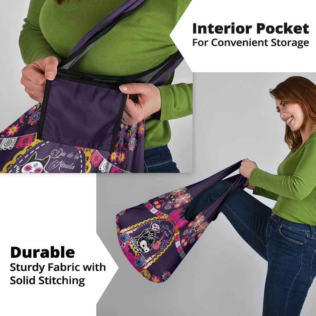 Mexico Day Of The Dead Grocery Bag Cat Skeleton Dia De Los Meowtos - Wonder Print Shop