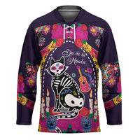 Mexico Day Of The Dead Hockey Jersey Cat Skeleton Dia De Los Meowtos - Wonder Print Shop