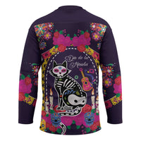 Mexico Day Of The Dead Hockey Jersey Cat Skeleton Dia De Los Meowtos - Wonder Print Shop