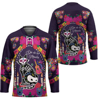 Mexico Day Of The Dead Hockey Jersey Cat Skeleton Dia De Los Meowtos - Wonder Print Shop