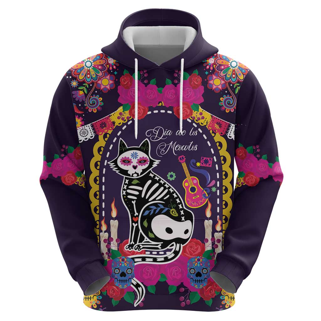Mexico Day Of The Dead Hoodie Cat Skeleton Dia De Los Meowtos - Wonder Print Shop