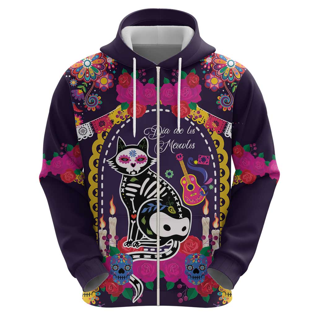 Mexico Day Of The Dead Hoodie Cat Skeleton Dia De Los Meowtos - Wonder Print Shop