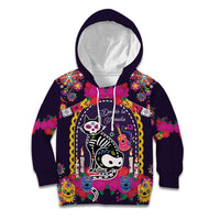 Mexico Day Of The Dead Kid Hoodie Cat Skeleton Dia De Los Meowtos - Wonder Print Shop