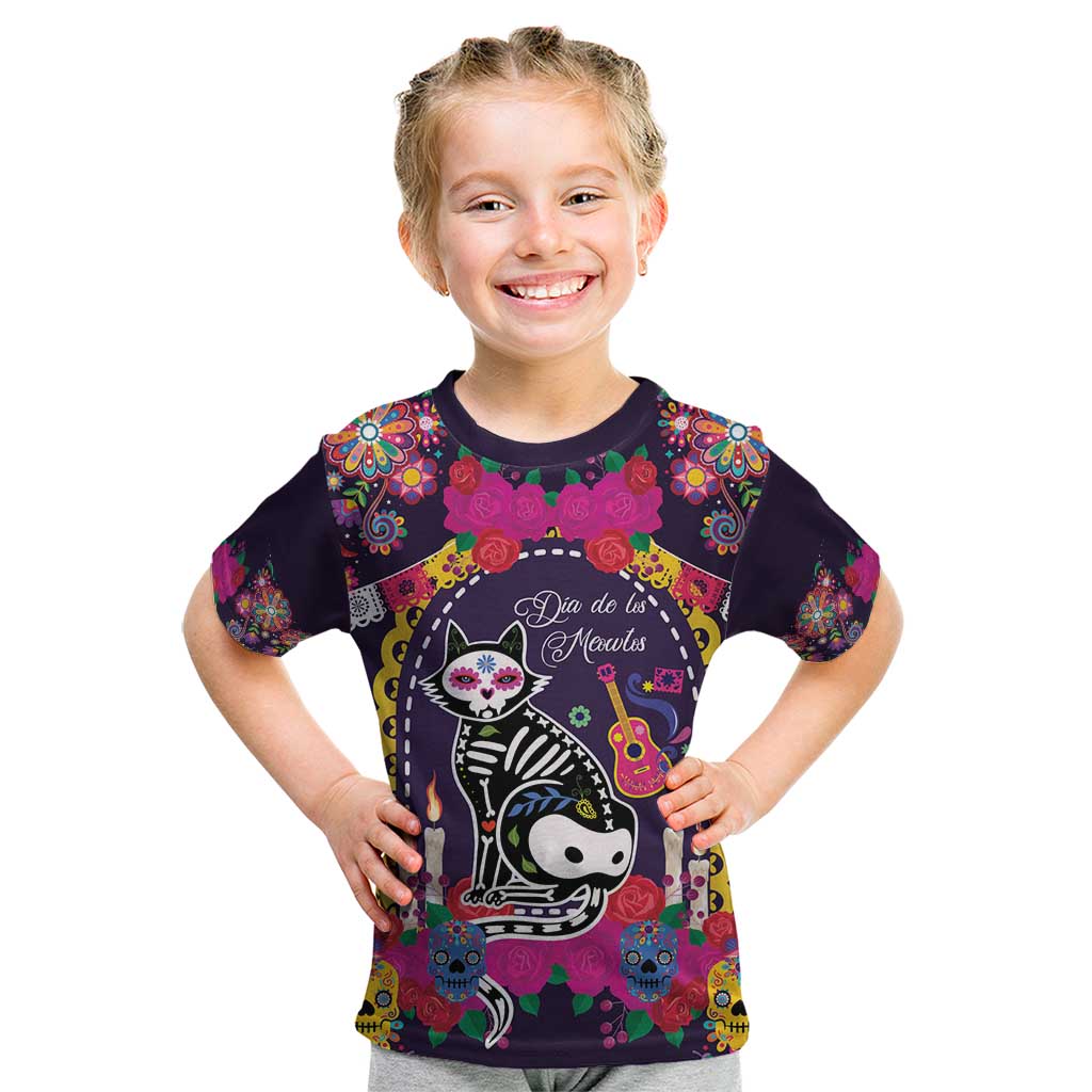 Mexico Day Of The Dead Kid T Shirt Cat Skeleton Dia De Los Meowtos - Wonder Print Shop