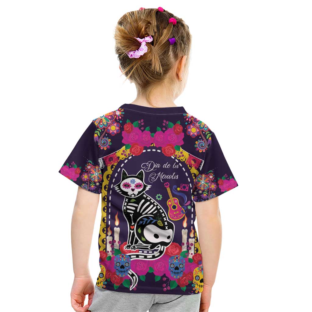 Mexico Day Of The Dead Kid T Shirt Cat Skeleton Dia De Los Meowtos - Wonder Print Shop
