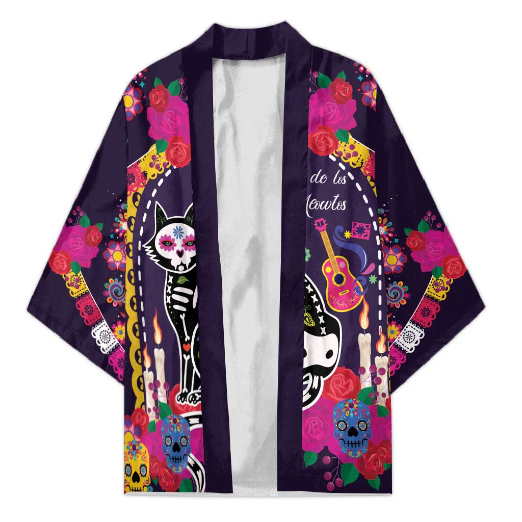 Mexico Day Of The Dead Kimono Cat Skeleton Dia De Los Meowtos - Wonder Print Shop