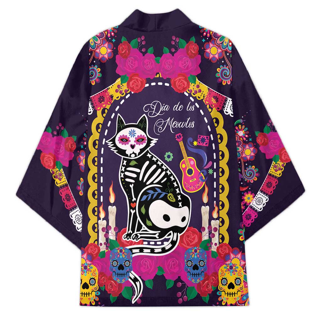 Mexico Day Of The Dead Kimono Cat Skeleton Dia De Los Meowtos - Wonder Print Shop