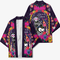 Mexico Day Of The Dead Kimono Cat Skeleton Dia De Los Meowtos - Wonder Print Shop