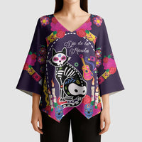 Mexico Day Of The Dead Kimono Sleeve Blouse Cat Skeleton Dia De Los Meowtos - Wonder Print Shop