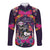 Mexico Day Of The Dead Long Sleeve Button Shirt Cat Skeleton Dia De Los Meowtos - Wonder Print Shop