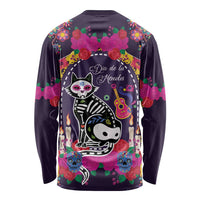Mexico Day Of The Dead Long Sleeve Shirt Cat Skeleton Dia De Los Meowtos - Wonder Print Shop