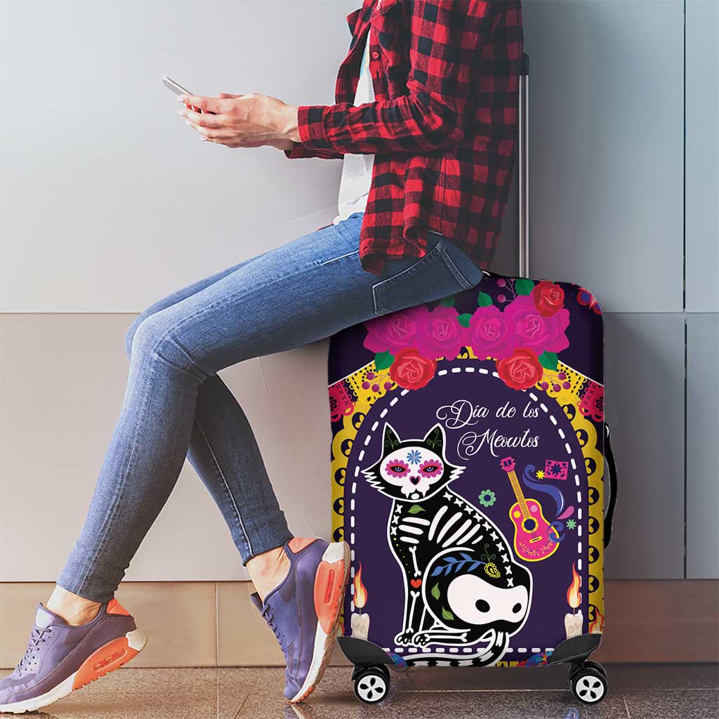 Mexico Day Of The Dead Luggage Cover Cat Skeleton Dia De Los Meowtos - Wonder Print Shop