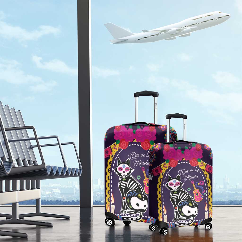 Mexico Day Of The Dead Luggage Cover Cat Skeleton Dia De Los Meowtos - Wonder Print Shop