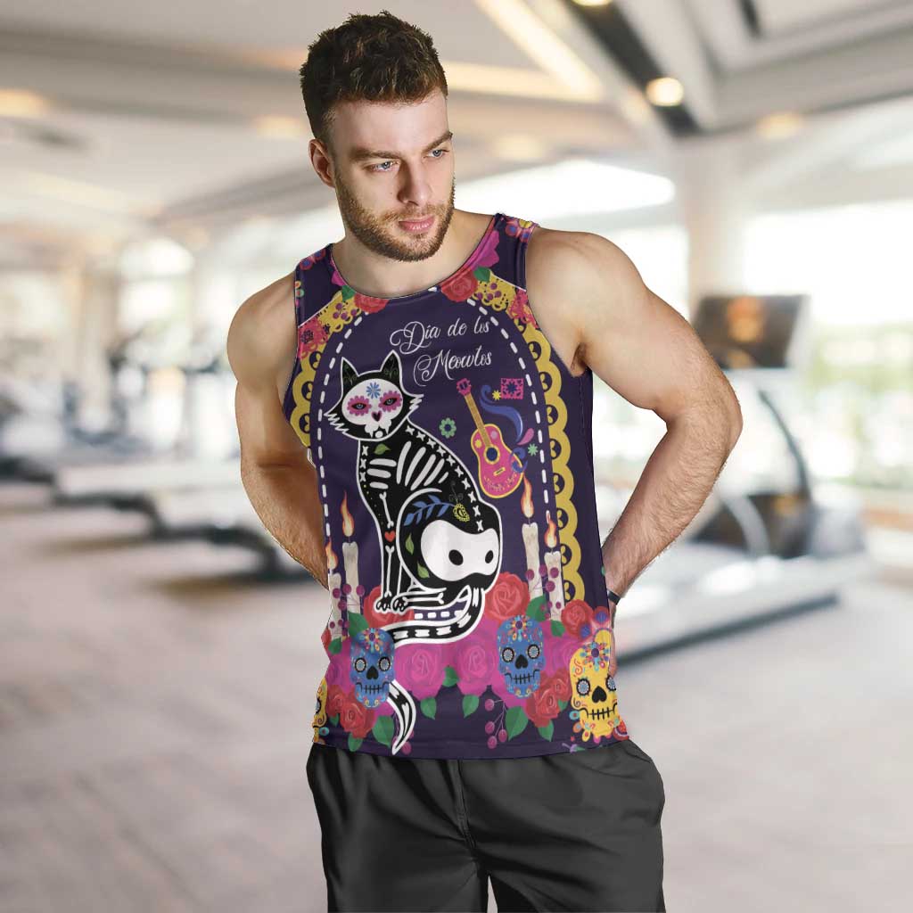 Mexico Day Of The Dead Men Tank Top Cat Skeleton Dia De Los Meowtos - Wonder Print Shop