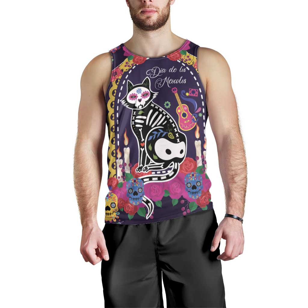 Mexico Day Of The Dead Men Tank Top Cat Skeleton Dia De Los Meowtos - Wonder Print Shop