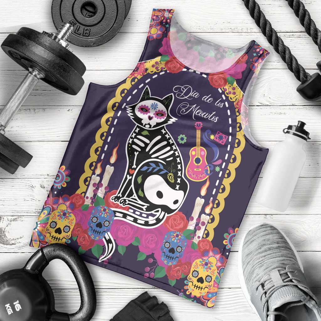 Mexico Day Of The Dead Men Tank Top Cat Skeleton Dia De Los Meowtos - Wonder Print Shop