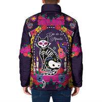 Mexico Day Of The Dead Padded Jacket Cat Skeleton Dia De Los Meowtos - Wonder Print Shop