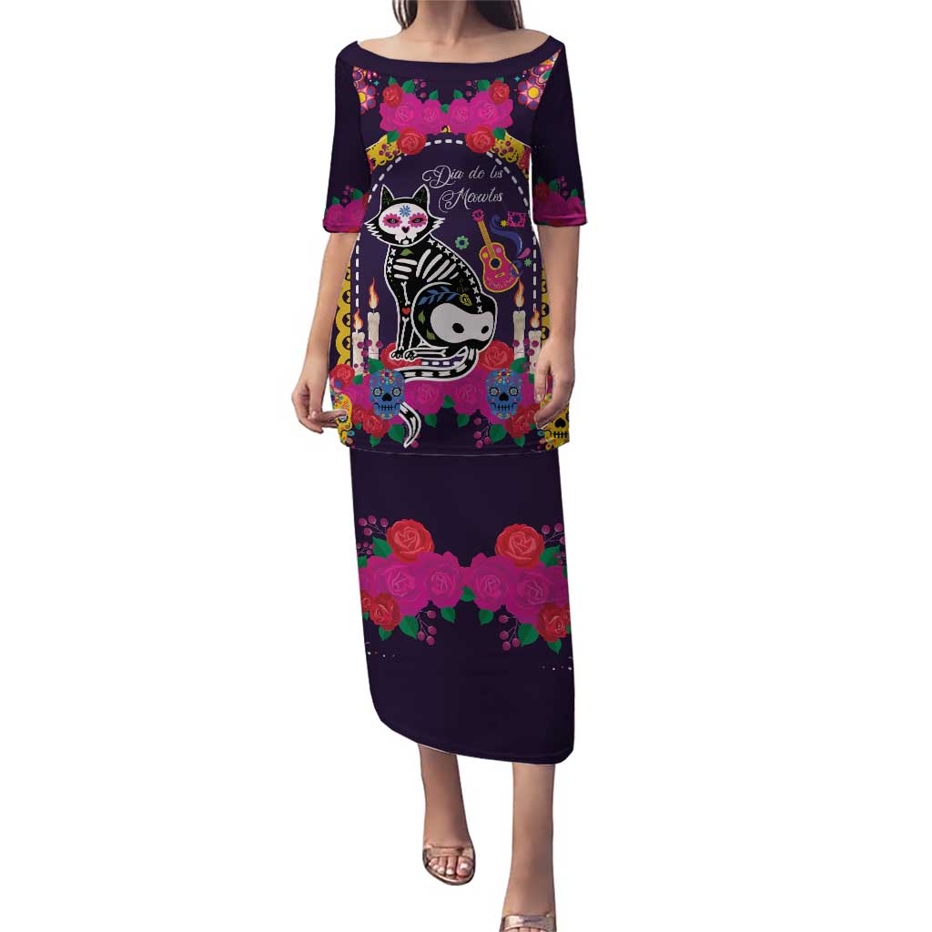 Mexico Day Of The Dead Puletasi Cat Skeleton Dia De Los Meowtos - Wonder Print Shop