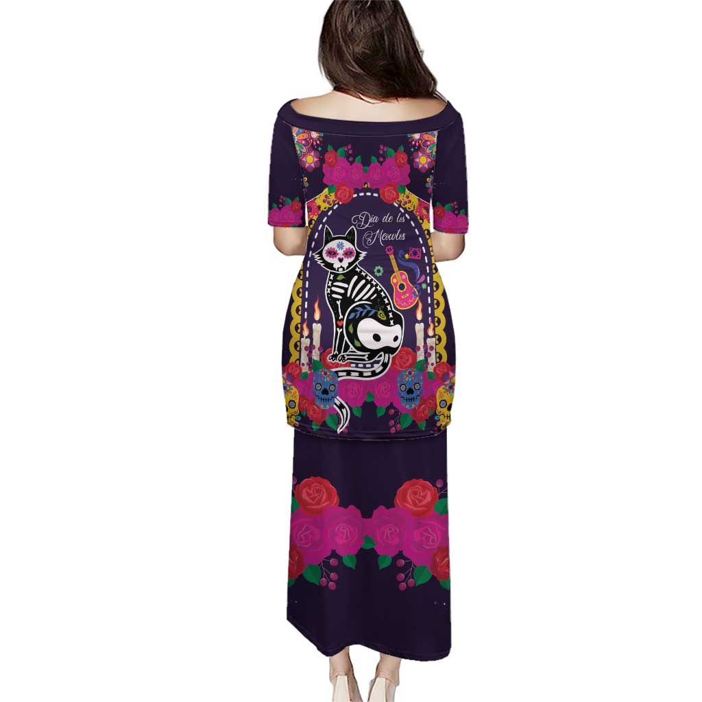 Mexico Day Of The Dead Puletasi Cat Skeleton Dia De Los Meowtos - Wonder Print Shop
