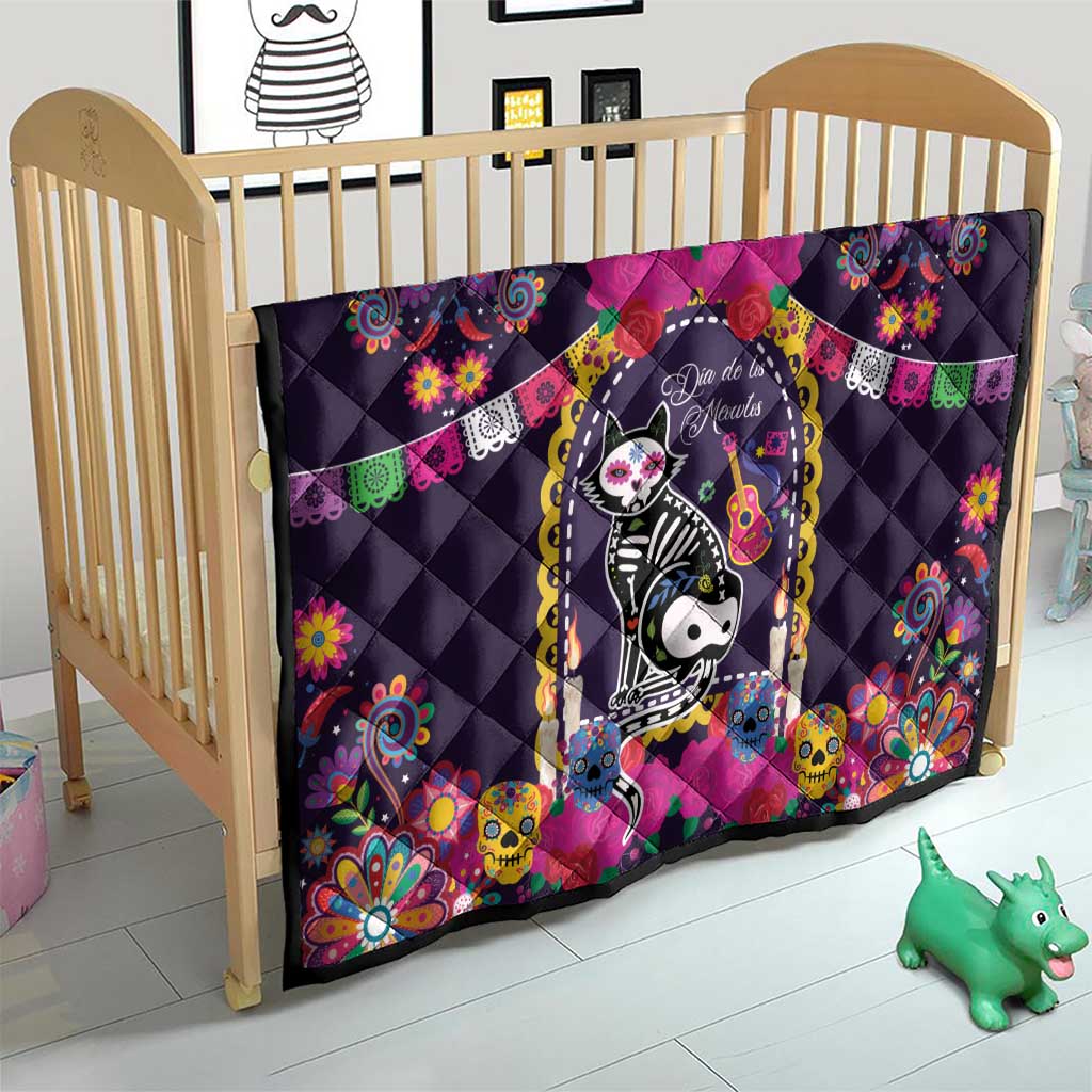 Mexico Day Of The Dead Quilt Cat Skeleton Dia De Los Meowtos - Wonder Print Shop