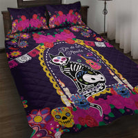 Mexico Day Of The Dead Quilt Bed Set Cat Skeleton Dia De Los Meowtos - Wonder Print Shop