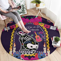 Mexico Day Of The Dead Round Carpet Cat Skeleton Dia De Los Meowtos - Wonder Print Shop