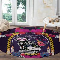Mexico Day Of The Dead Round Carpet Cat Skeleton Dia De Los Meowtos - Wonder Print Shop