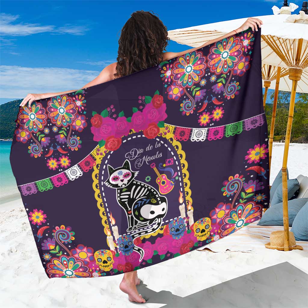 Mexico Day Of The Dead Sarong Cat Skeleton Dia De Los Meowtos - Wonder Print Shop
