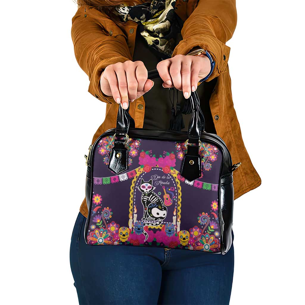 Mexico Day Of The Dead Shoulder Handbag Cat Skeleton Dia De Los Meowtos - Wonder Print Shop