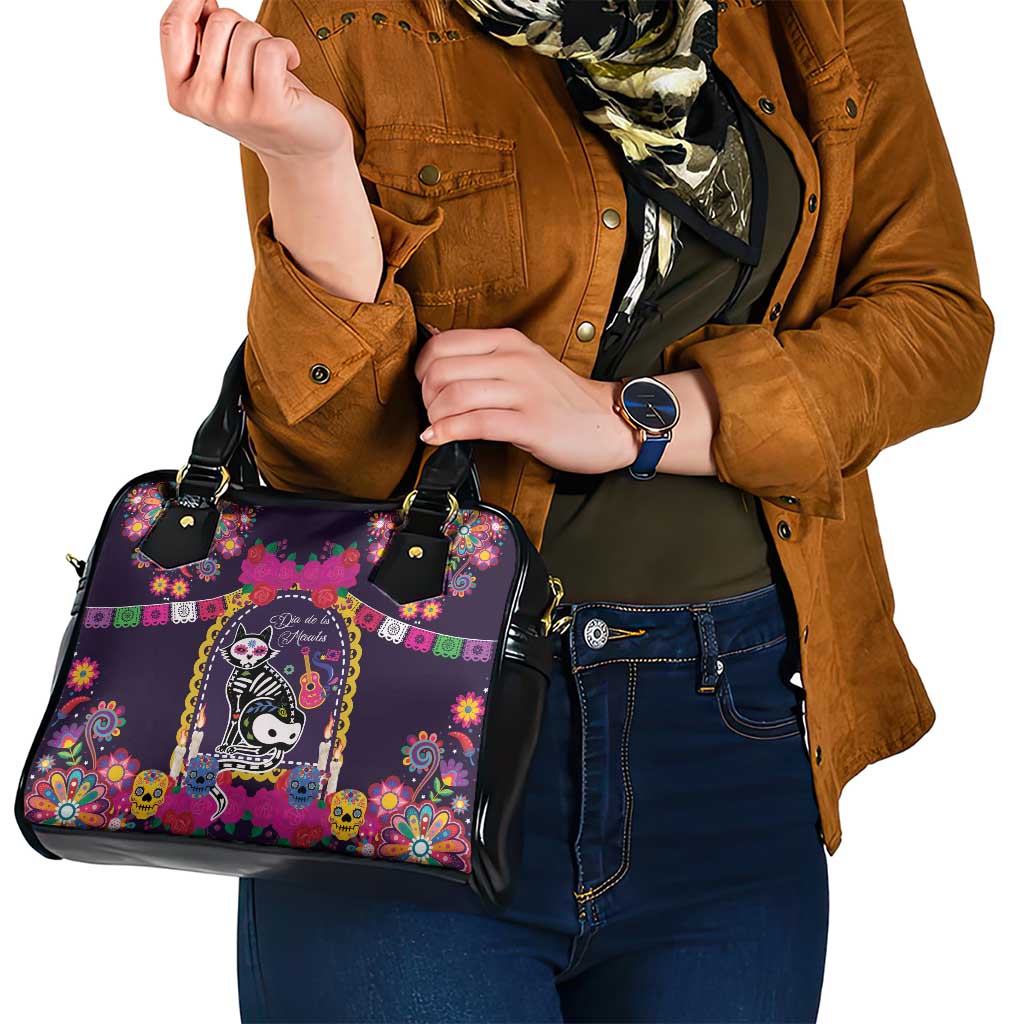 Mexico Day Of The Dead Shoulder Handbag Cat Skeleton Dia De Los Meowtos - Wonder Print Shop