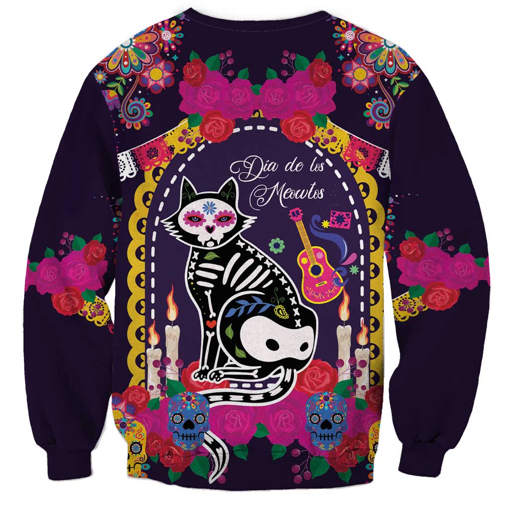 Mexico Day Of The Dead Sweatshirt Cat Skeleton Dia De Los Meowtos - Wonder Print Shop