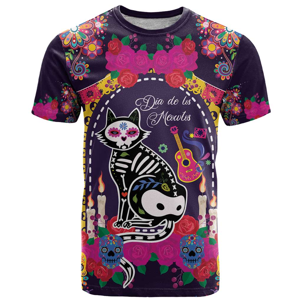 Mexico Day Of The Dead T Shirt Cat Skeleton Dia De Los Meowtos - Wonder Print Shop