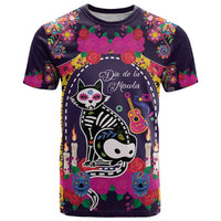Mexico Day Of The Dead T Shirt Cat Skeleton Dia De Los Meowtos - Wonder Print Shop