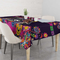 Mexico Day Of The Dead Tablecloth Cat Skeleton Dia De Los Meowtos - Wonder Print Shop