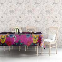 Mexico Day Of The Dead Tablecloth Cat Skeleton Dia De Los Meowtos - Wonder Print Shop