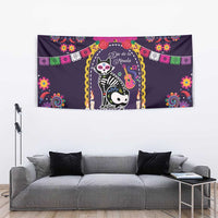 Mexico Day Of The Dead Tapestry Cat Skeleton Dia De Los Meowtos - Wonder Print Shop