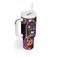 Mexico Day Of The Dead Tumbler With Handle Cat Skeleton Dia De Los Meowtos - Wonder Print Shop