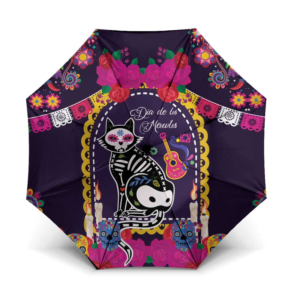 Mexico Day Of The Dead Umbrella Cat Skeleton Dia De Los Meowtos - Wonder Print Shop